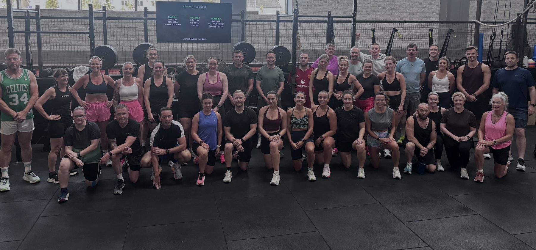 A full Hevo class training together in the gym
